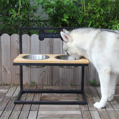 China IKITCHEN 2022 Wholesale Custom Sustainable High Stainless Steel Dog Bowls Double Pet Bowls Metal Dog Water Bowls for sale