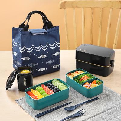 China Freshness Storage IKITCHEN Amazone Lunch Box Bag 2 Layers Food Containers Bento Box Kids Microwave Fork Passionate Bowl Spoon for sale