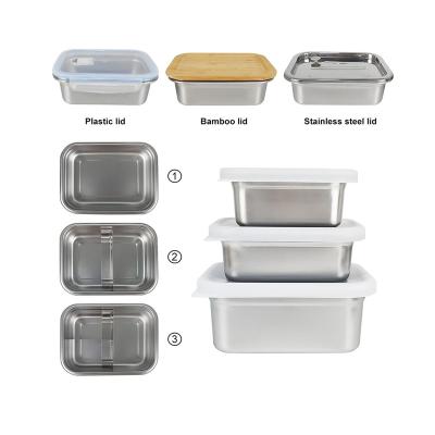 China IKITCHEN Freshness Preservation Home Kitchen with Silicone Lid Leakproof Stainless Steel BPA Free Food Container Set for Storage Food for sale