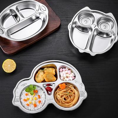 China IKITCHEN Sustainable Stainless Steel Tray Dishes Arabic Serving School Restaurant Three Four Five Compartment SS Dinner Dishes For Kids for sale