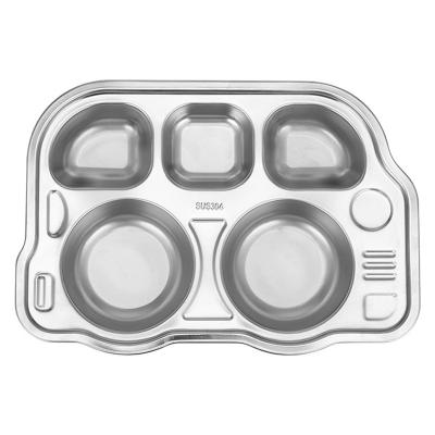 China IKITCHEN 2021 Viable Elephant Shape Divider Dinner Dish School Kids Dirty Tray 4/5 Compartment Stainless Steel Plate Trays Kids for sale