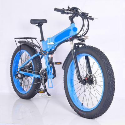 China Folding 26 Inch 1000w Snow Folding Steel Electric Wide Tire Electric Bicycle Beach Bike for sale