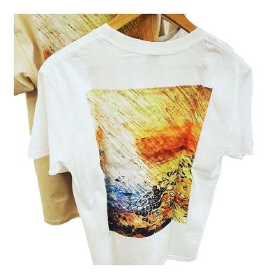 China Modern Handmade Abstract Oil Painting Art Clothing Decorative Painting Aesthetic T-shirt for sale