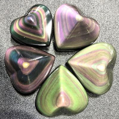 China Hand Carved Natural Rainbow Instant Obsidian Crystal Heart For Pendant From Europe for sale