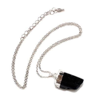 China Wholesale Price CLASSIC Natural Rough Raw Black Tourmaline Pendant Necklace for sale