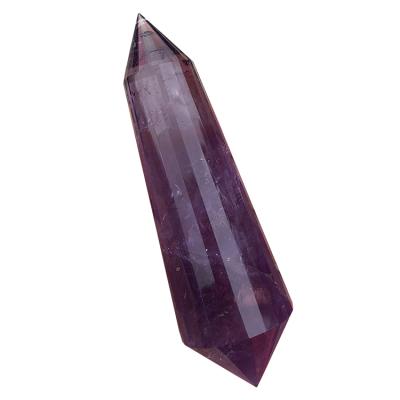 China Europe Natural Amethyst Double Faceted Ended Vogel Quartz Crystals Healing Wands for sale