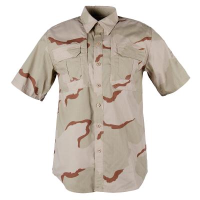 China Breathable Outdoor Army Short Sleeve Tops Camouflage Hunting Tactical Military Shirt for sale