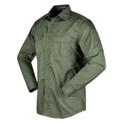 China Olive Green Breathable Breathable Long Sleeve Mounted 2 Pocket Tactical Shirt for sale