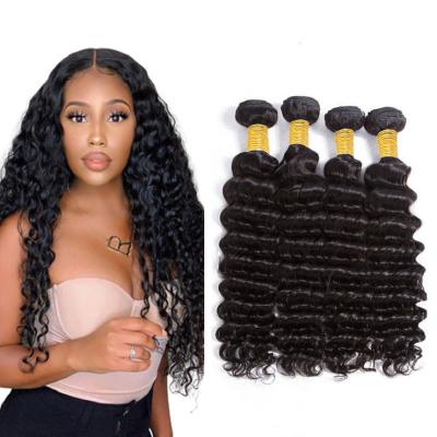 China Real Deep Wave Hair Bundles With Closure Mink Brazilian Cuticle Aligned Women Hair Extensions Bundles , Cheap Deep Wave Hair for sale