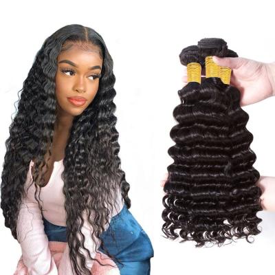 China Wholesale Deep Wave Hair Bundles With Closure Brazilian Hair Women Hair Extensions Bundles Sellers Grade 10A 12A for sale