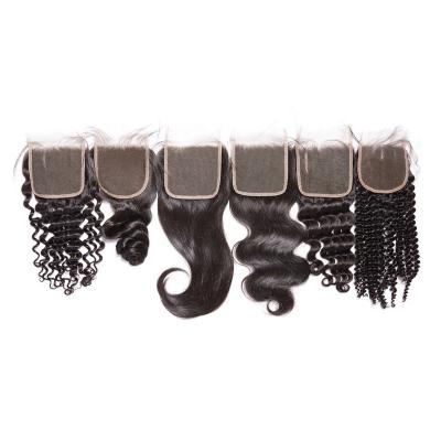 China Virgin Human Hair 4x4 5x5 6x6 7x7 HD Free Middle Part Straight Swiss Transparent Lace Frontal Closure Virgin Hair With Baby Hair for sale