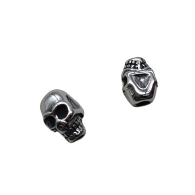 China 2020 Metal Loose Beads Loose Beads For Jewelry Making Skull Shape Blacken Stainless Steel Beads For Sale for sale