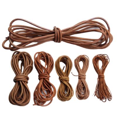 China Cheap Popular Solid Leather Rope 5 Meters Original Plain/Bag Color Around Real Leather Ropes In Various Sizes 1/1.5/2/2.5/3/4mm for sale