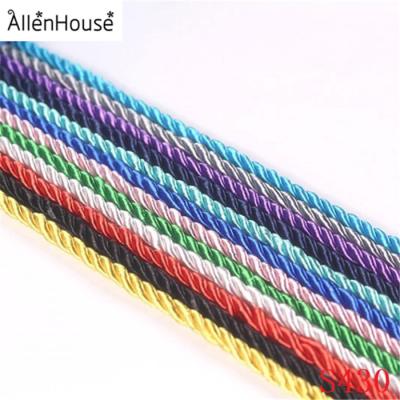 China Fashion And Colorful Comfortable High Quality Leather Strings Three Racks Stitched Nylon Accessories 5mm Twist Strings for sale