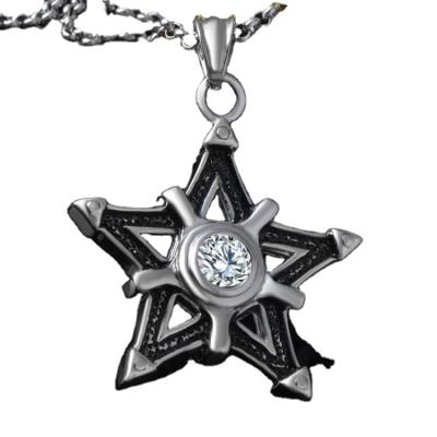 China Wholesale 316L Stainless Steel Punk Crystal Star Pendant Jewelry Necklaces for sale