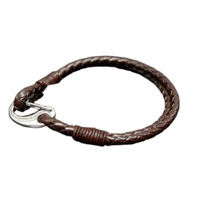 China Woven Leather Bracelets Black Brown Tone Lobster Clasp Silver New Design CLASSIC Coffee Real Bracelets for sale