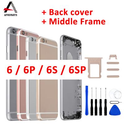 China Back Housing For iPhone 6 6S 6Plus 6S Plus Back Cover Battery Door Back Cover Chassis Middle View With Glass Replacement Parts 4.7 inch/5.5 inch for sale