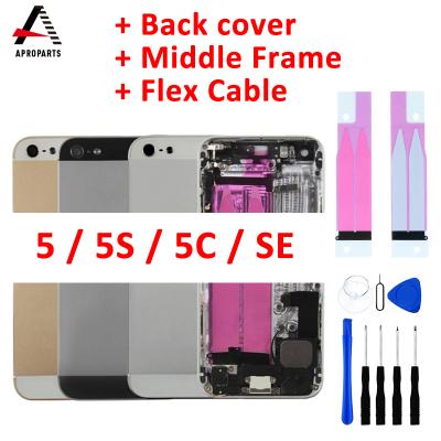 China For iphone 5 5s 5c 5SE Housing with Flex Cable Back Housing Full Assembly Battery Cover Door View Frame Back Middle Glass 4.0inch for sale