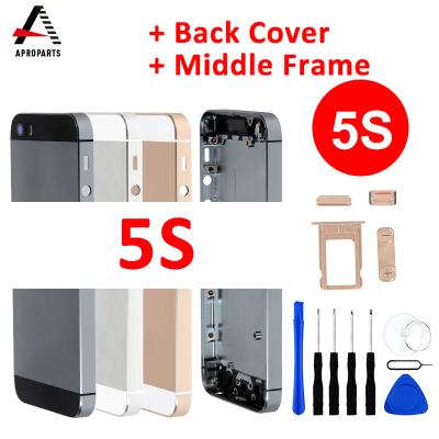 China Battery Cover Rear Housing Door Case For iPhone 5S Metal Frame Middle Frame With Side Buttons 4.0inch Replacement for sale