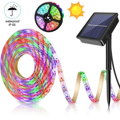 China Flexible Solar Powered Garden LED Strip Light 2835 SMD 30LEDs/M RGB 3.7V IP65 Flexible Multi Color Changing Waterproof LED Strip for sale