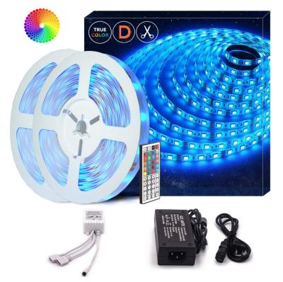 China Waterproof Residential LED Strip Lights 5M 10m RGB 5050 SMD Diode DC12V Wireless LED Tape Light Flexible Ribbon Remote Control for sale