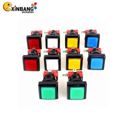 China Factory sales 5v/12v 32*32mm Small Square Flash LED Lighting Arcade Button Ignition Switch Button Plastic Switch 33mm for sale