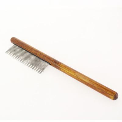 China Stocked Flea Wood Comb Brush Pet Cat Grooming Comb Needle Pet Handle Deshedding Tool for sale