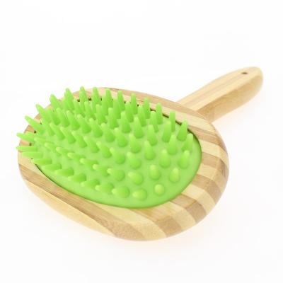 China Custom Stocked Pet Products Bamboo Hair Removal Sweep Dog Massage Brush Airbag Comb Pet Grooming Bath Brush for sale