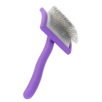 China Best Stocked Stainless Steel Pet De-shedding Massage Grooming Hair Remover Dog Rake Universal Pet Slicker Brush for sale