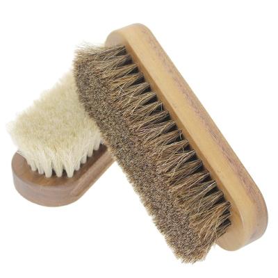 China Wholesale Price Shoe Shine Brush Horse Hair Wooden Soft Walnut Soft Shoe Polishing Brush for sale