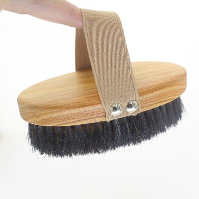 China All Natural Promotional Premium Rosewood Dry Body Bath Brush Body Scrub Oval Horsehair Body Brush for sale