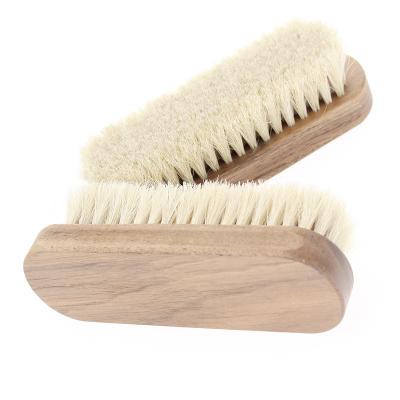 China Durable Professional Wooden Shoe Cleaner Fashion Horsehair Shoe Brush 17cm Shine Shoe Brush for sale