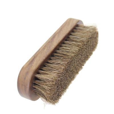 China Amazon Best Selling Durable Professional Wooden Handle Natural Horsehair Shoe Brush Shoe Polish Cleaning Brush for sale