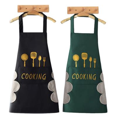 China Waterproof Fork Cleaning Cloth Hands Knife And Apron Oil Cleaning Fattened Sling Thickened Logo Printing Kitchen Coffe Apron Custom Made delantal for sale