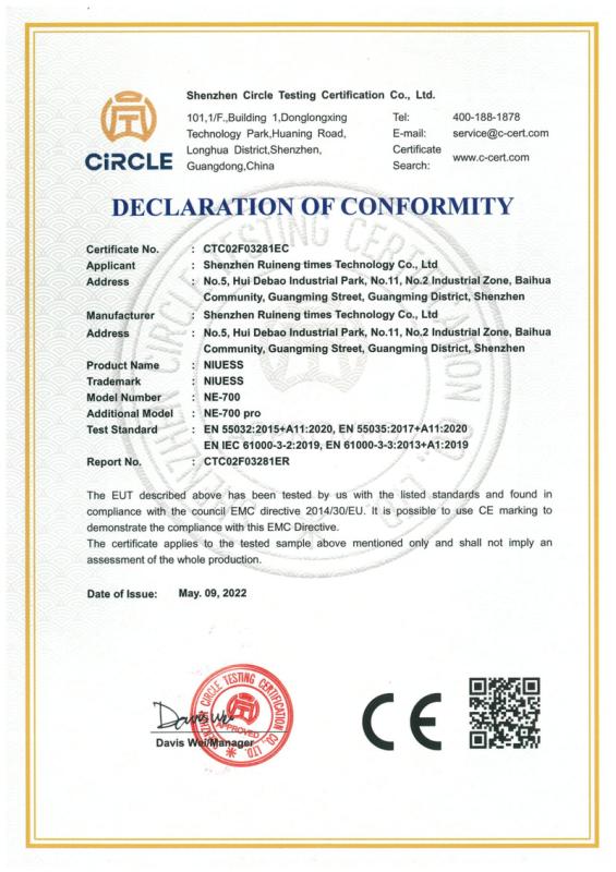 CE - Shenzhen Ruineng Times Technology Co., Ltd.