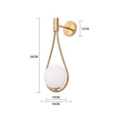 China Modern Nordic Minimalist Gold Plating Iron Wall Lamp Mirror Light Luxury Glass Ball Led Bedroom Lighting Bedside Lamp for sale