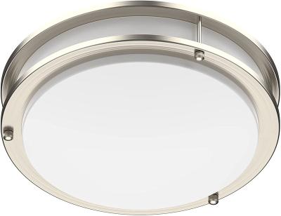 China Dimmable contemporary | Brushed Nickel | Double ring | Round (10 inch, 4000K Natural LED Daylight Flush Mount Ceiling Light for sale