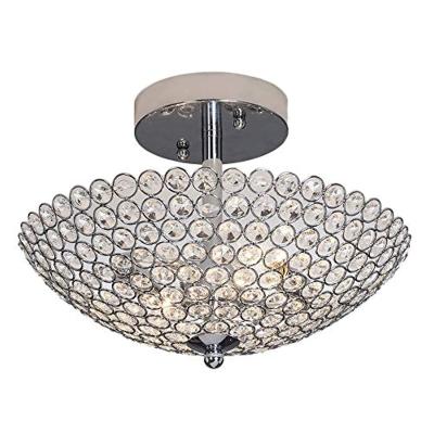 China Modern Indoor Chrome Plated Crystal Ceiling Lamp Decoration Semi-Recessed Bedroom Dining Ceiling Lamp for sale