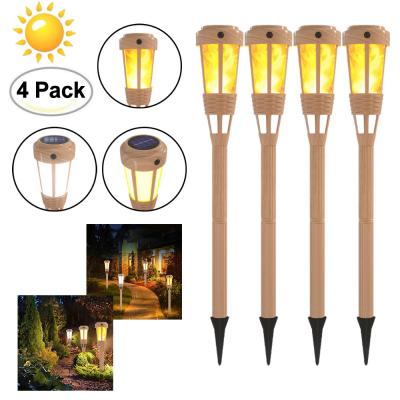 China Garden Model Bamboo Outdoor 3 Led Solar Powered Garden Stake Flame Lighting With Flickering Flame for sale