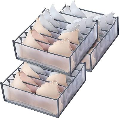 China Folding Washable Foldable Drawer Clothes Compartment Storage Box for Bedroom Mesh Organiser Underwear Drawer Box for sale