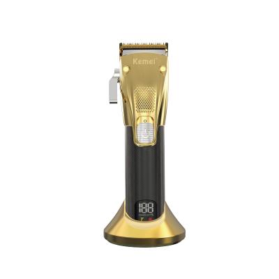 China Kemei KM-K33s USB Outdoor Filling Men's Clipper Metal Hair Trimmer Adjustable Head With Filling Base for sale