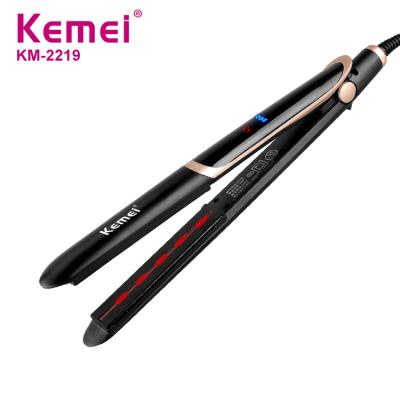 China Hotel Kemei KM-2219 Beauty Care Universal Infrared Aluminum Dish Hair Straightener For Hairdressing Tool for sale