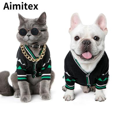 China Aimitex Wholesale Pet Clothes Cute Stocked Dog Cartoon Dinosaur Sweater Cardigan Sweater Winter Dog Clothes for sale