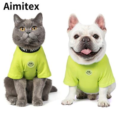 China Stocked Aimitex Cute Pet Clothes Cartoon Pet Clothing Designer Casual Dog Clothes Cat T-shirt Dog Clothes for sale