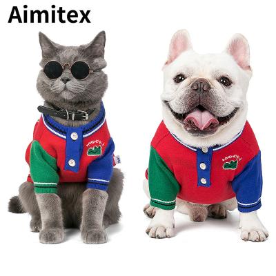 China Stocked Wholesale Aimitex Cute Dog Clothes Cartoon Crocodile Print Sweater With Buttons Dog Winter Clothes for sale