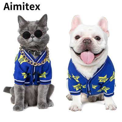 China Stocked Aimitex Dog Fashion Stars Printed Sweater Dog Sweater Shirt Winter Pet Clothes Winter for sale