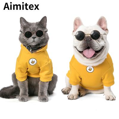 China Aimite New Design Cartoon Duck Hoodies Cute Dog Clothes Stocked Warm Dog Clothes for sale