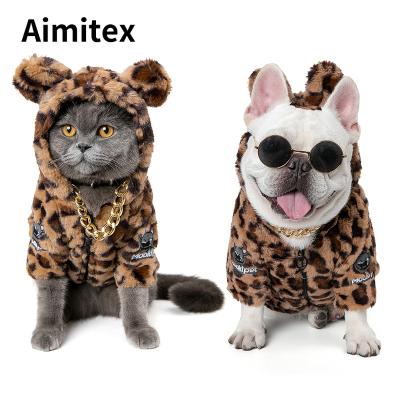 China Aimitex Stocked Custom Warm Funny Cute Pet Clothes Mouse Hoodie Leopard Grain Clothes Winter Pet Clothes for sale