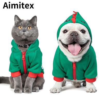 China Wholesale Stocked Aimitex Dog Hoodie Pet Clothes Pet Dinosaur Hoodies With Bag Winter Pet Clothes for sale