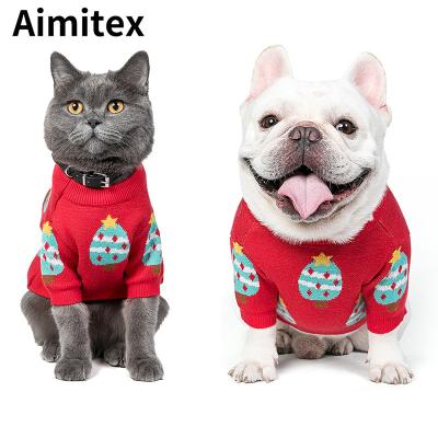 China Aimitex Cute Pet Stocked Ice Cream Printed Clothes Dog Sweater Shirt Pet Winter Clothes for sale